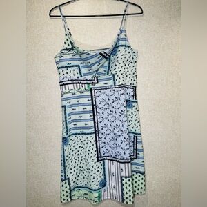 LOFT Patchwork Twist Front Cutout Cami Dress Cottagecore Summer Size 10